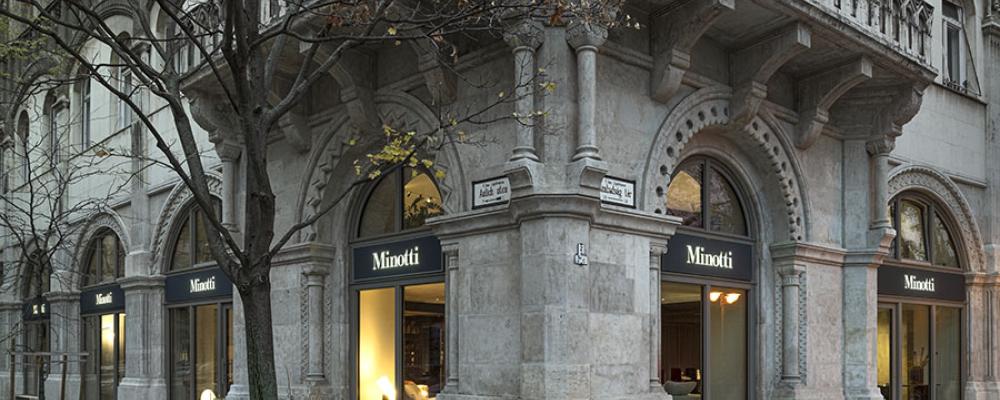 Minottis nya flggskappsbutik i Budapest. Pressbild: Minotti
