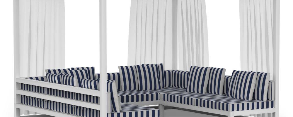 GANDIABLASCO lanserar Saint-Tropez, en ny kollektion av randiga utomhustyger som hämtar inspiration från några av världens mest välkända semesterdestinationer. Foto: Gandiablasco