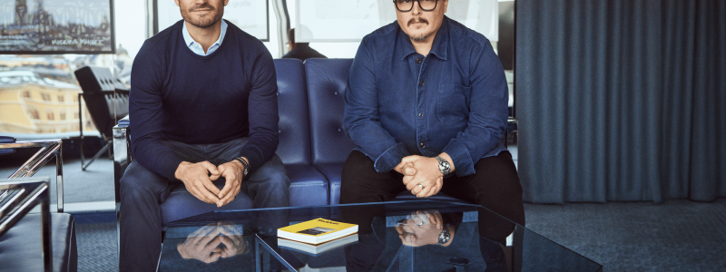 Prins Carl Philip och Oscar Kylberg, VD, Bernadotte & Kylberg.  Foto: Mathias Nordgren