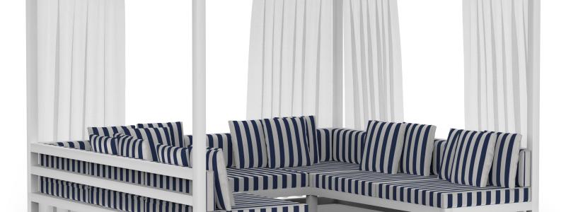 GANDIABLASCO lanserar Saint-Tropez, en ny kollektion av randiga utomhustyger som hämtar inspiration från några av världens mest välkända semesterdestinationer. Foto: Gandiablasco