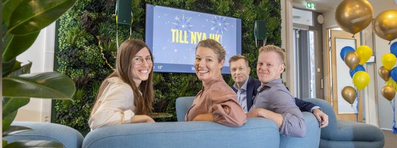 Från vänster; Louise Gabrielsson tf hållbarhetschef på Swecon Group, Anna-Karin Kjellin från anca inredningsarkitekter, Ulf Hellström vd på Swecon och Pontus Magnusson projektledare på Swecon foto Swecon