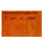I am a rebel carpet är en orange handknuten matta designad av Dan Wolgers för ASPLUND/Åman. Foto: Asplund/Åman