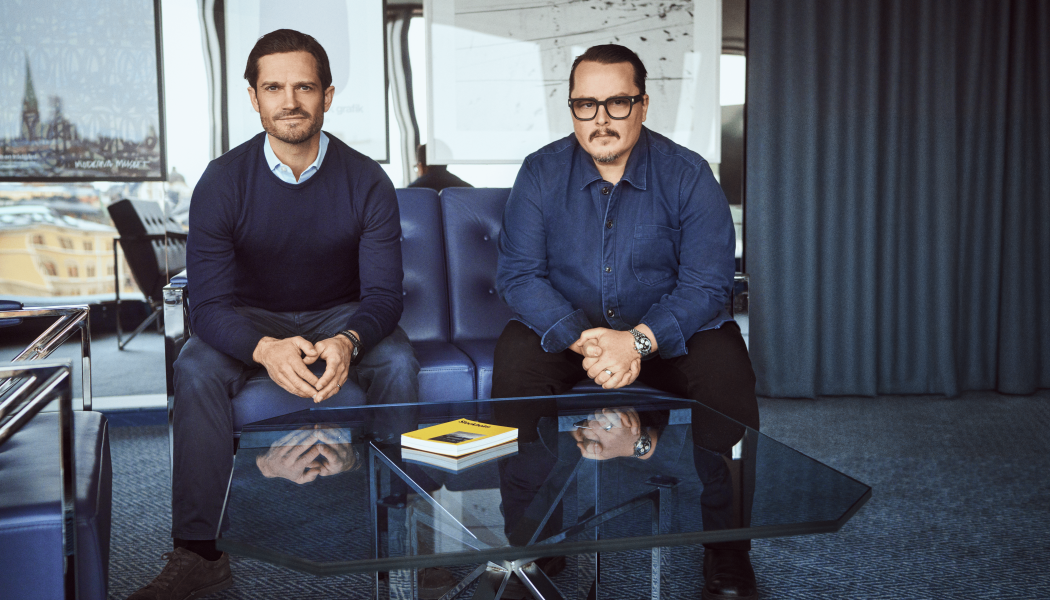 Prins Carl Philip och Oscar Kylberg, VD, Bernadotte & Kylberg.  Foto: Mathias Nordgren