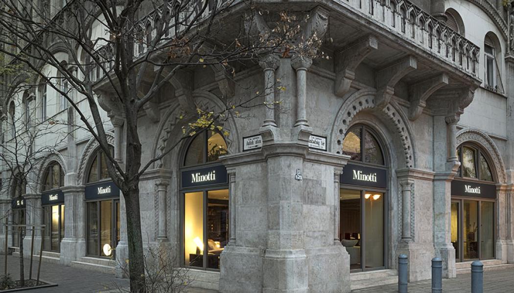 Minottis nya flggskappsbutik i Budapest. Pressbild: Minotti