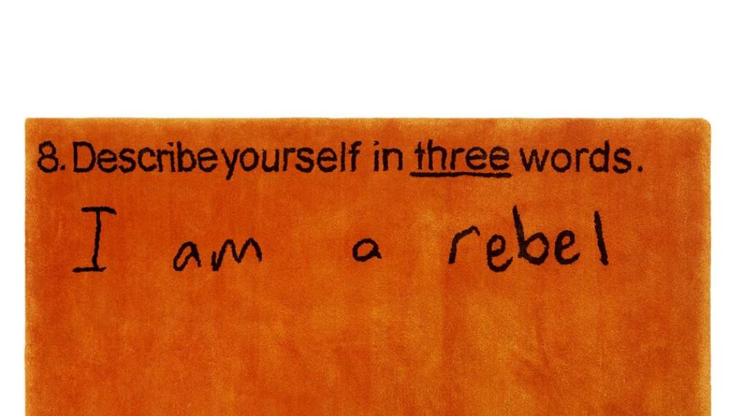 I am a rebel carpet är en orange handknuten matta designad av Dan Wolgers för ASPLUND/Åman. Foto: Asplund/Åman