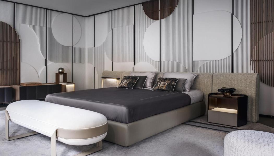 KARPHI NAP bed och DELPHI nightstand design Carlo Colombo Foto Bianca Cedrone
