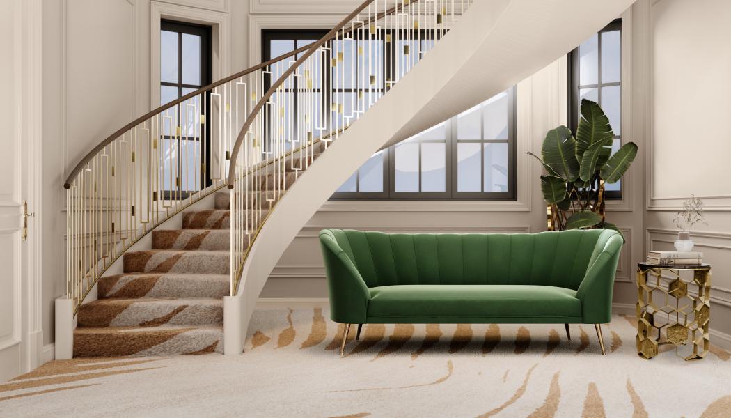 Kotta Rug från Botanical Collection i bostadens trappa. Foto: Rug´Society
