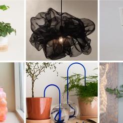 Krukor-Studio Sterner, lampa-MADE IN GBG, skålar–Tilde Ullberg, glasskulpturer–Artandbottles, blomhållarna–Plantstraws, träblomhållare-Rum och Flora