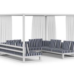 GANDIABLASCO lanserar Saint-Tropez, en ny kollektion av randiga utomhustyger som hämtar inspiration från några av världens mest välkända semesterdestinationer. Foto: Gandiablasco