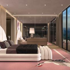 Master bedroom med utsikt över Manhattan. Foto: Covet Collection