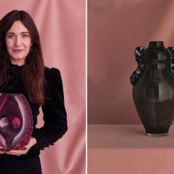 Piscis och designern Matilda Hunyadi. Foto: Glasets Hus i Limmared