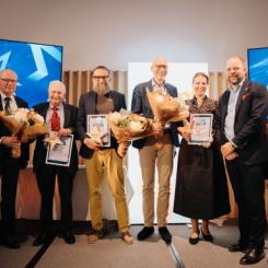 Samtliga TMF Nova 2026-vinnare; Lindholmsgruppen, Snêk och Henry Jarlsson. Foto: Clement Morin